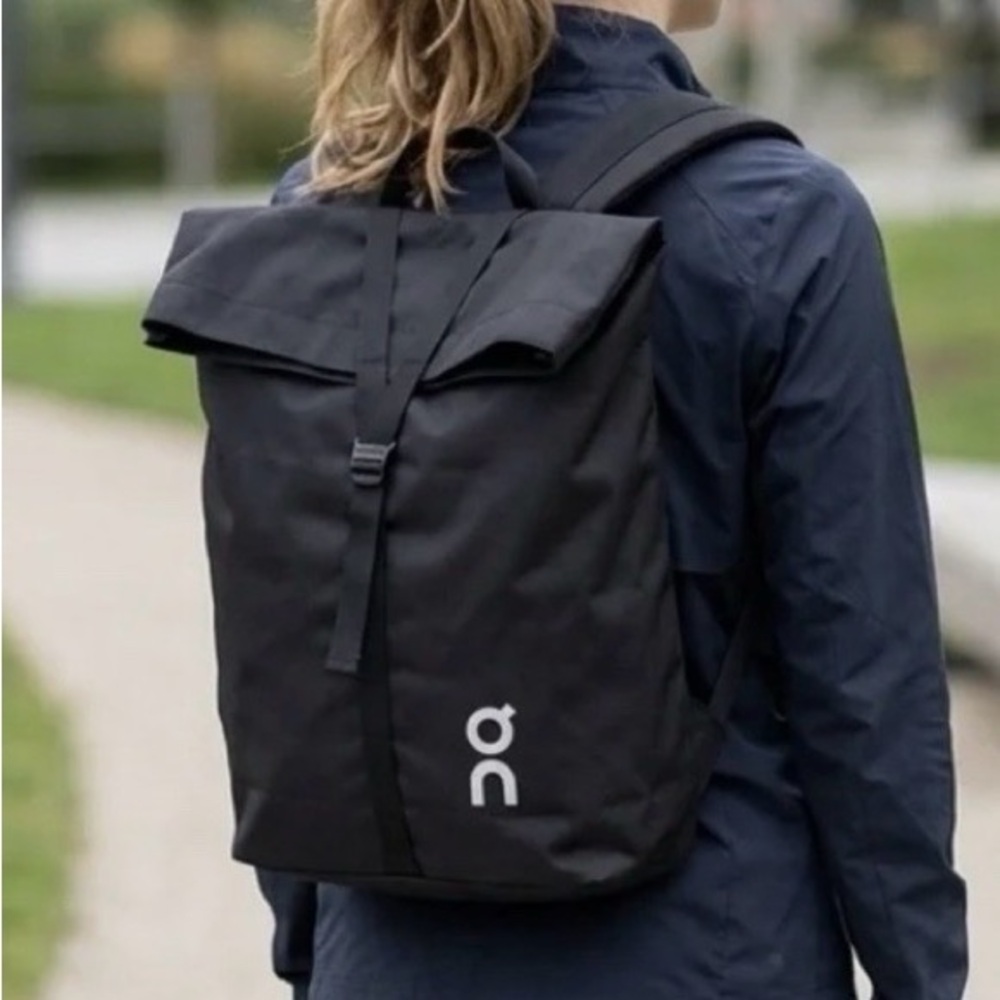 On Running Waterproof Black Roll-Top Backpack for Men or Women used like new